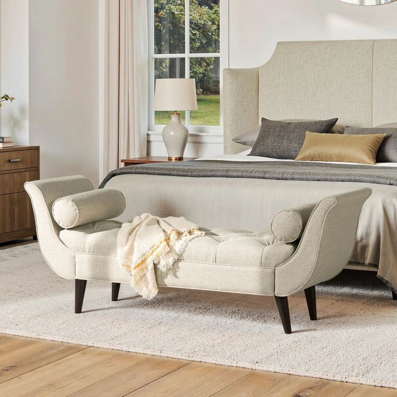 Alma Tufted Flared Arm Entryway Bench by HouseOfZazla