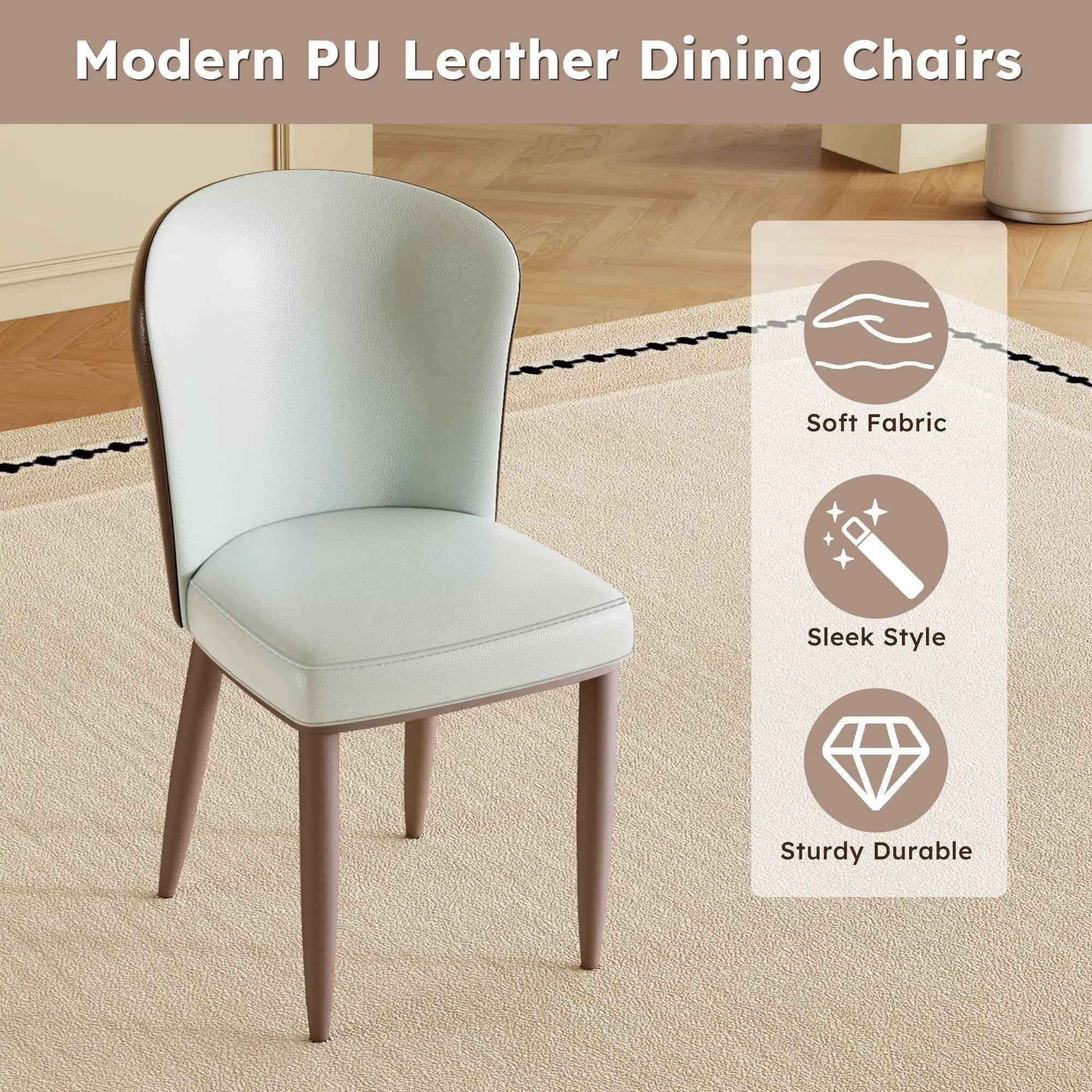 Dining Chair With Carbon Steel Legs, Comfortable Seating, (Set of 2) - White by HouseOfZazla