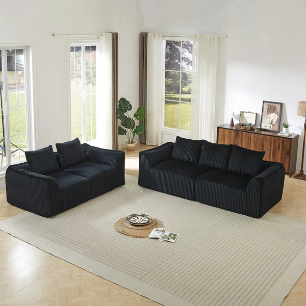 Minimalist 3+2 Seater Corduroy Sofa Set, photo 2 of 10