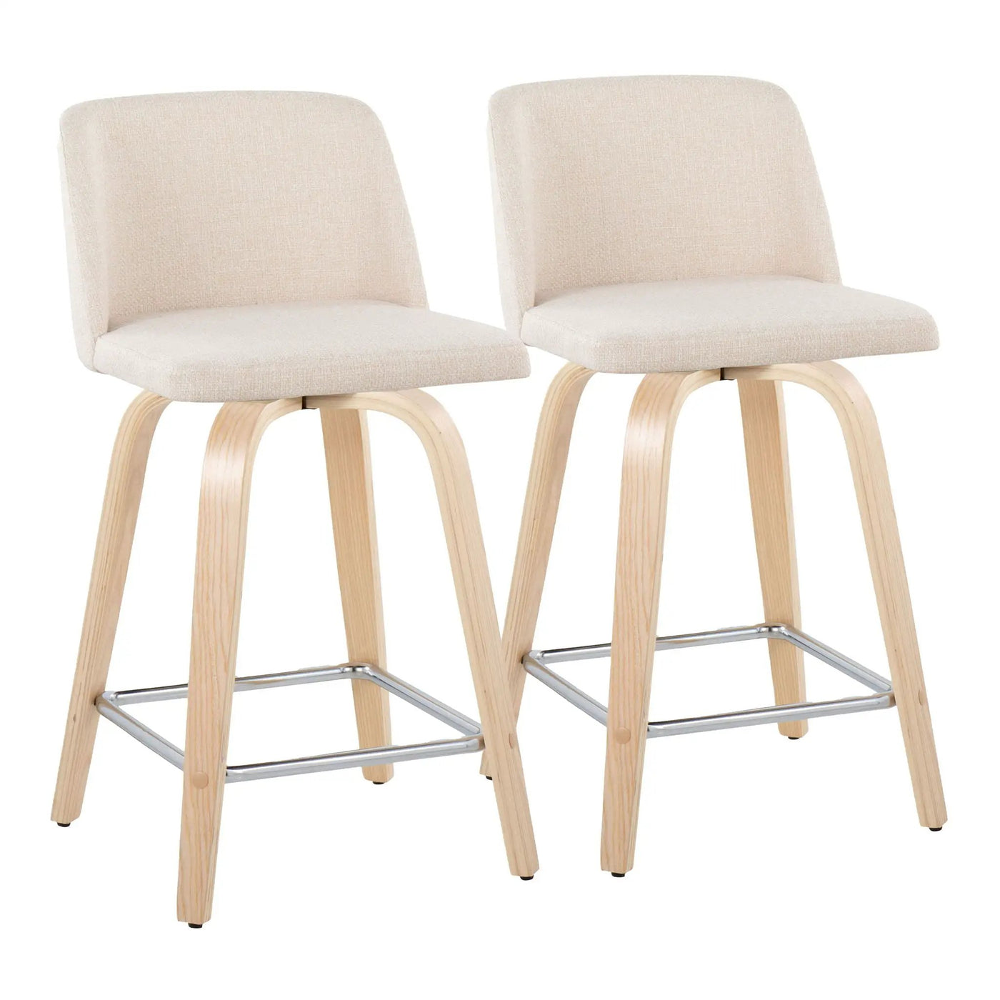 Toriano - Contemporary Fixed Height Counter Stool With Swivel With Square Footrest (Set of 2) by HouseOfZazla