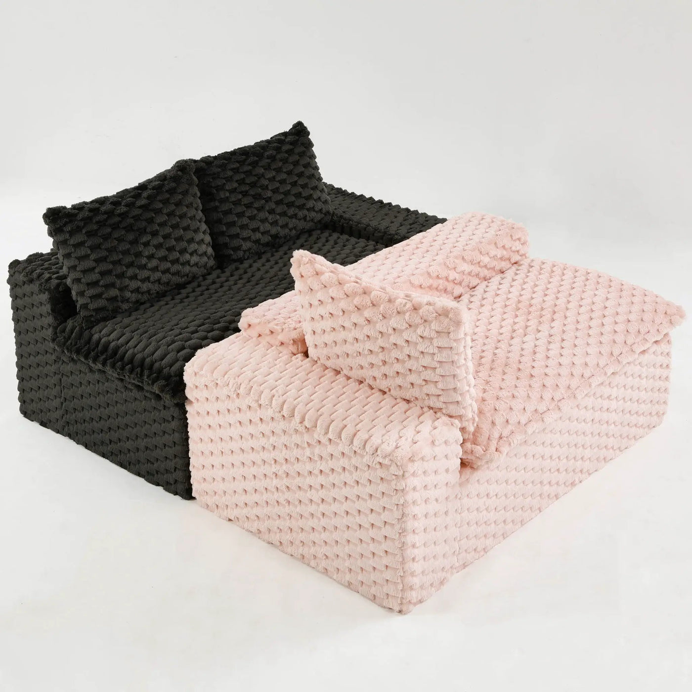 Multifunctional Sofa Pink Black, Fits 4 People by HouseOfZazla