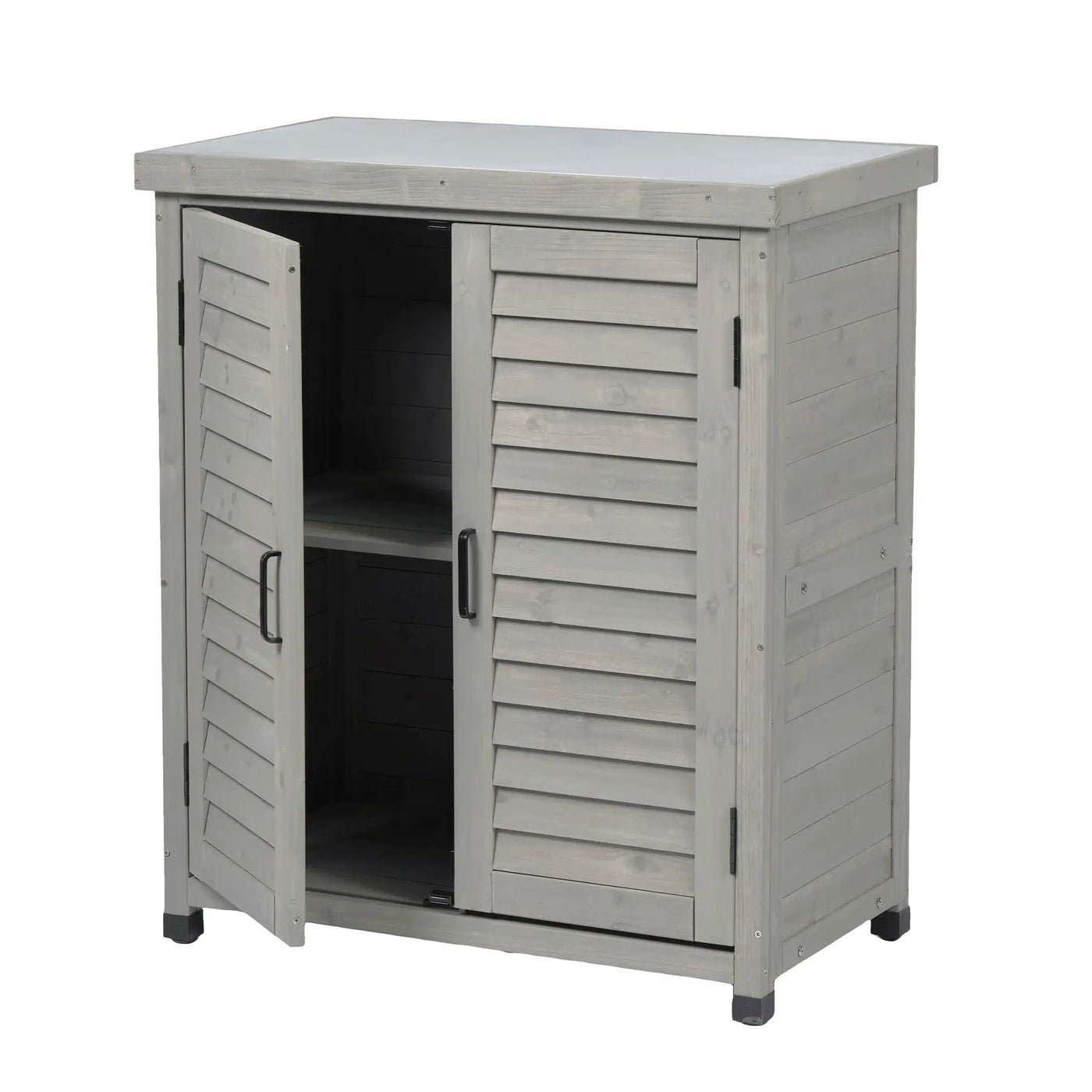 Potting Bench With Storage Cabinet And Metal Table Top For Outdoor by HouseOfZazla
