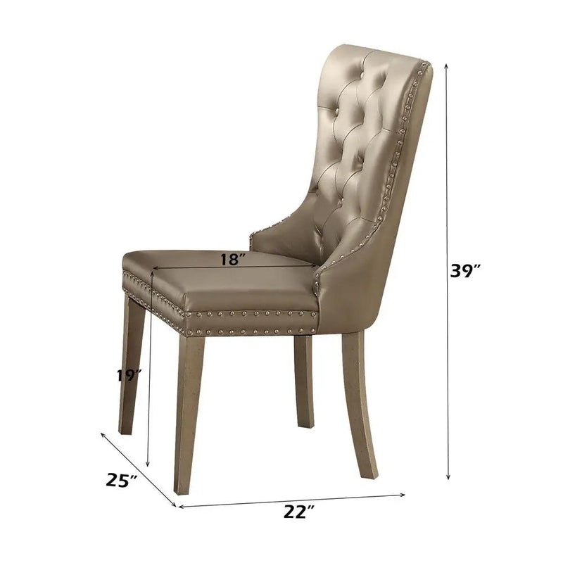 Kacela - Side Chair (Set of 2) - Champagne Synthetic Leather & Champagne by Unique Piece Furniture