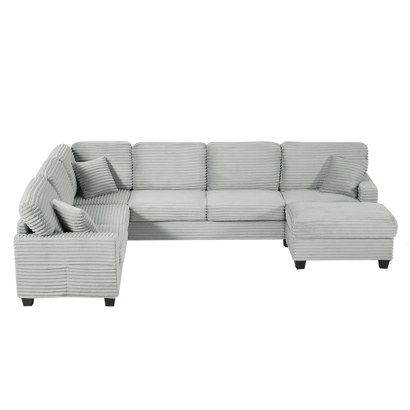 Upholstered U-Shaped Sectional Sofa With Movable Ottoman And Side Storage Pockets by Unique Piece Furniture
