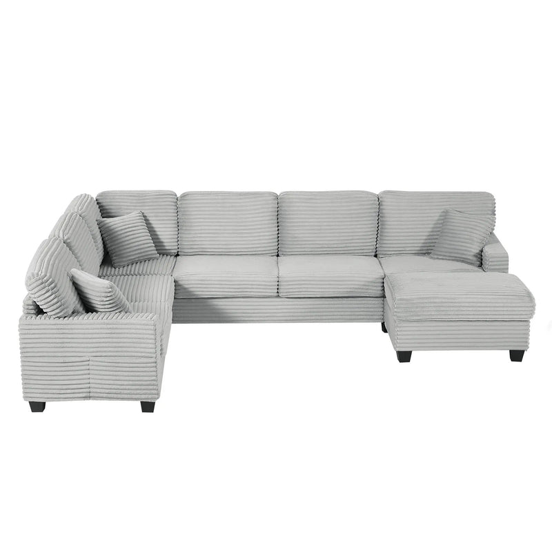 Upholstered U-Shaped Sectional Sofa With Movable Ottoman And Side Storage Pockets by Unique Piece Furniture