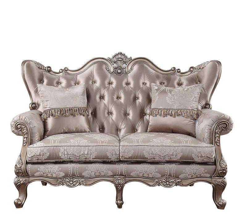 Jayceon - Loveseat With 2 Pillows - Fabric & Champagne by Unique Piece Furniture