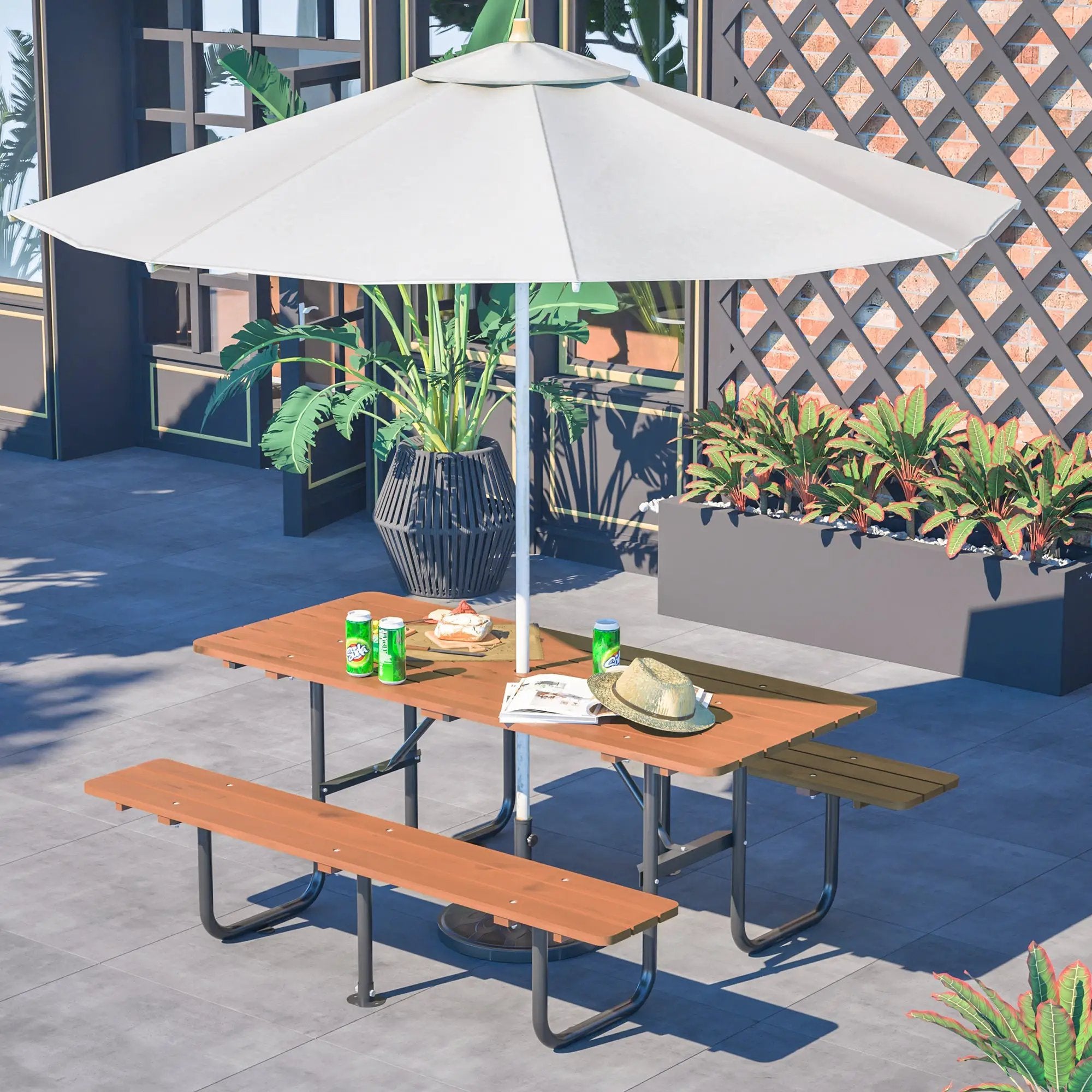 72" Rectangular Outdoor Picnic Table for 6 Person by HouseOfZazla