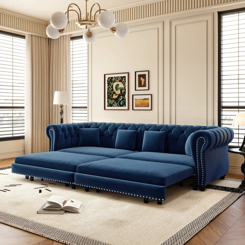 Chesterfield 3-in-1 Pull-Out Sofa Bed, Convertible Sleeper Sofa by HouseOfZazla