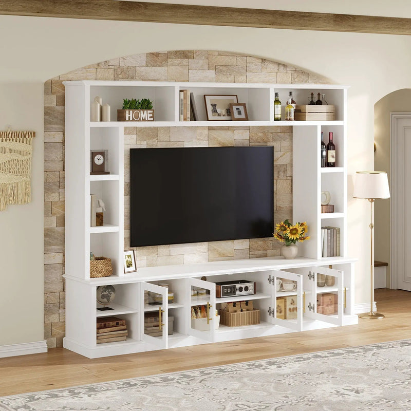 All-In-One Entertainment Center with Bookshelves & Tempered Glass Doors by HouseOfZazla