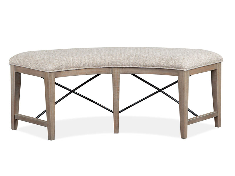 Paxton Place - Curved Bench With Upholstered Seat - Dovetail Gray, photo 2 of 7