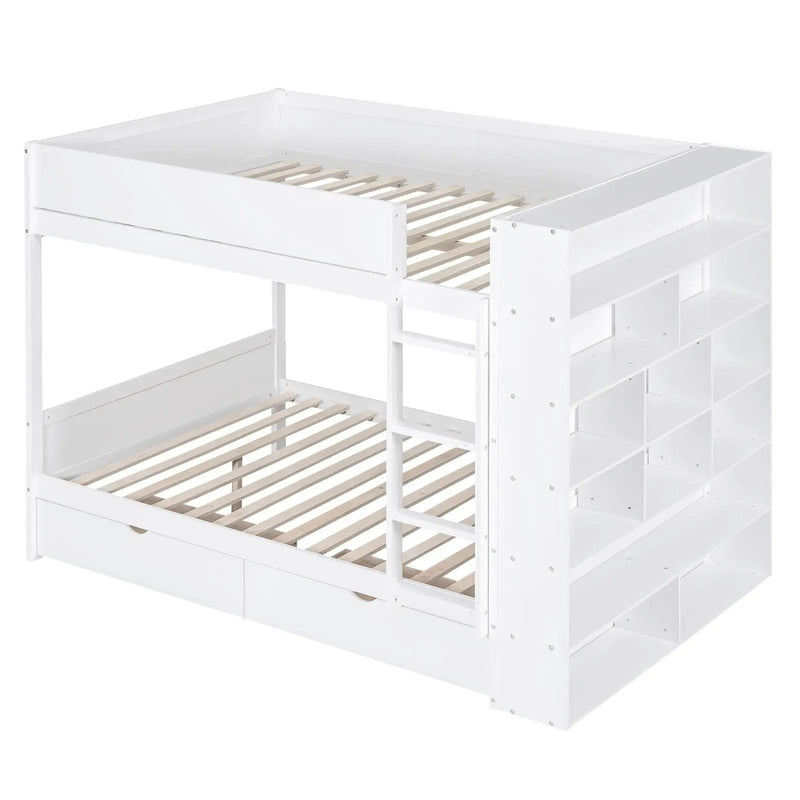 Bunk Bed With 2 Drawers And Multi Layer Cabinet
