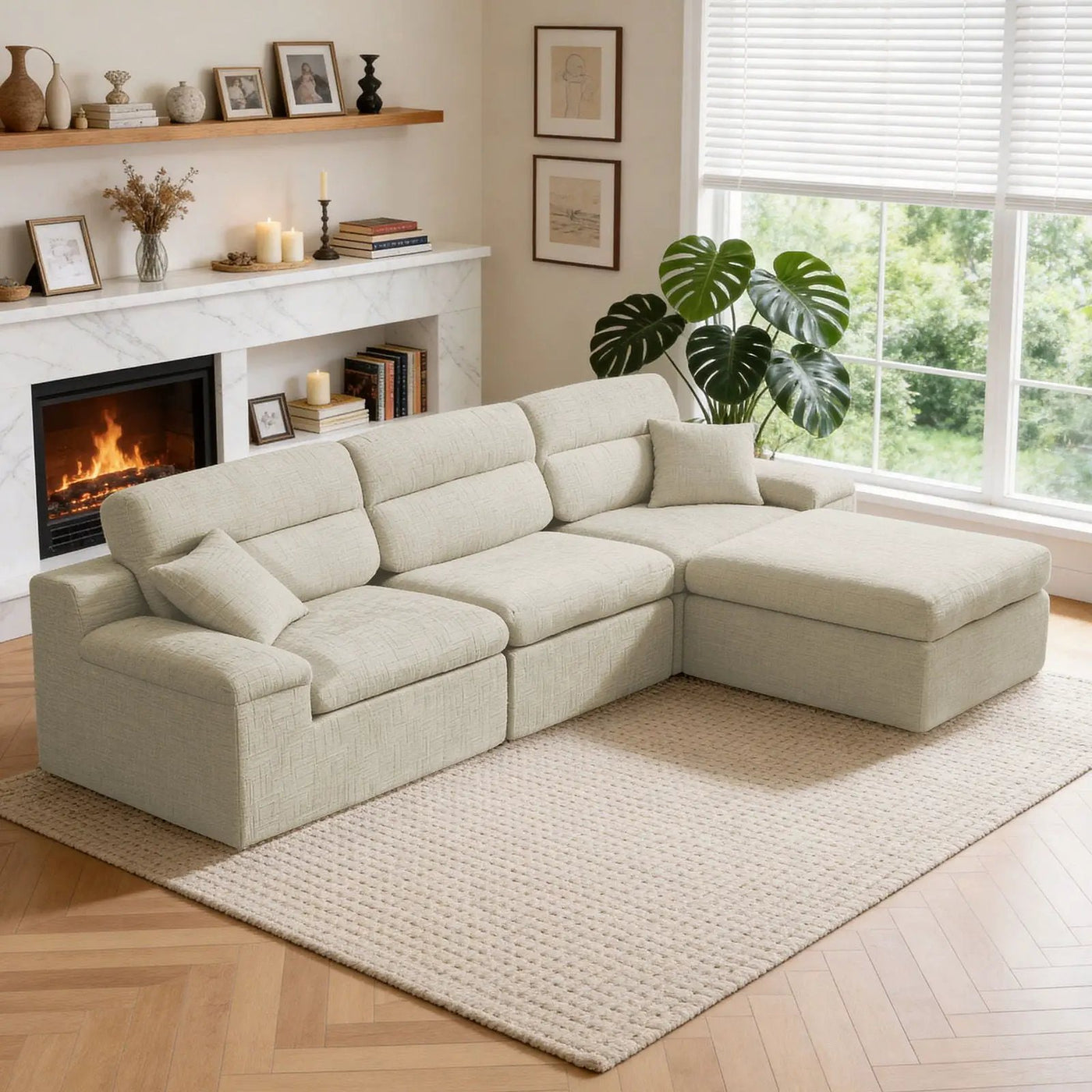 Corner Chaise Sofa With High Backrest by HouseOfZazla