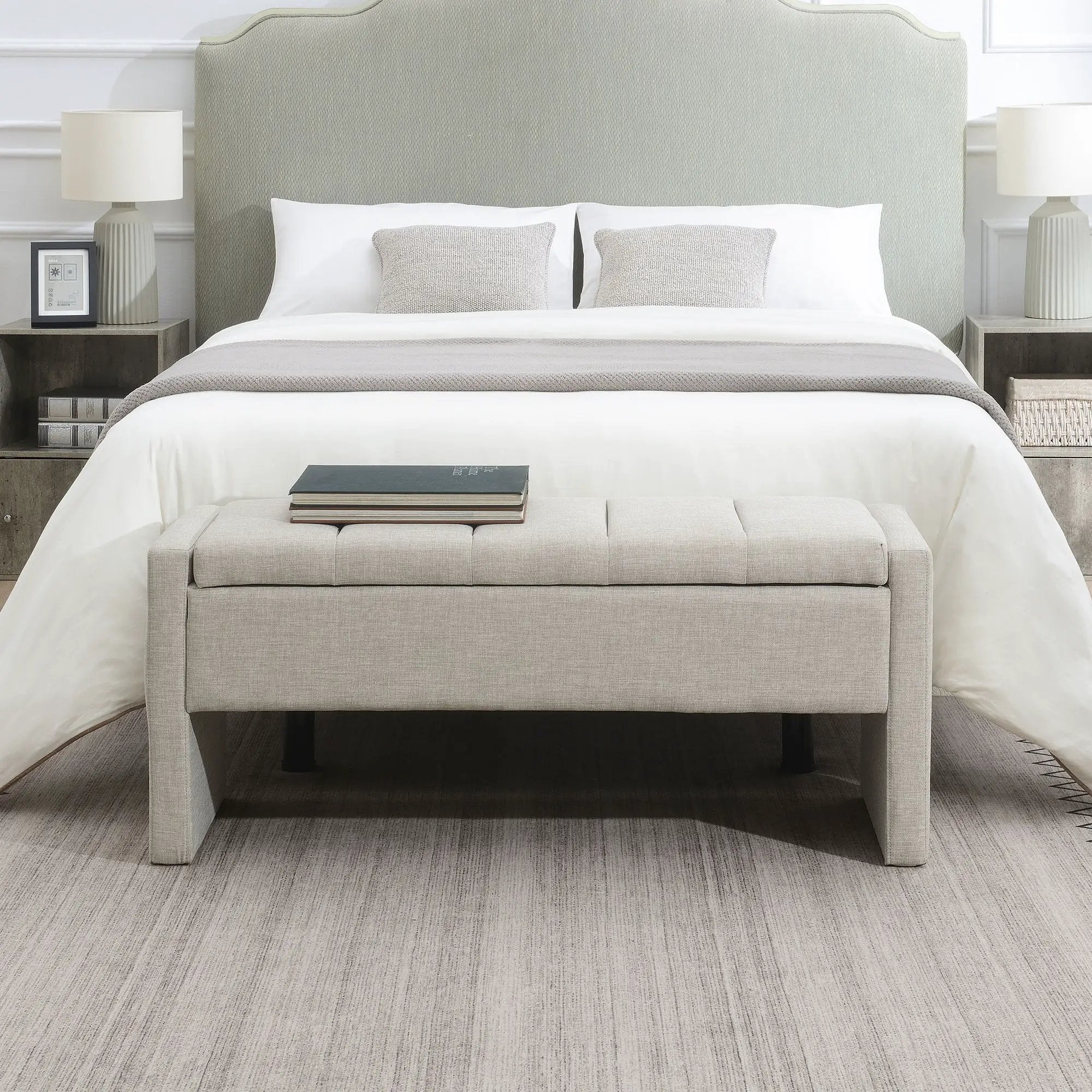 Modern Upholstered Large Bed End Bench With Storage by Unique Piece Furniture