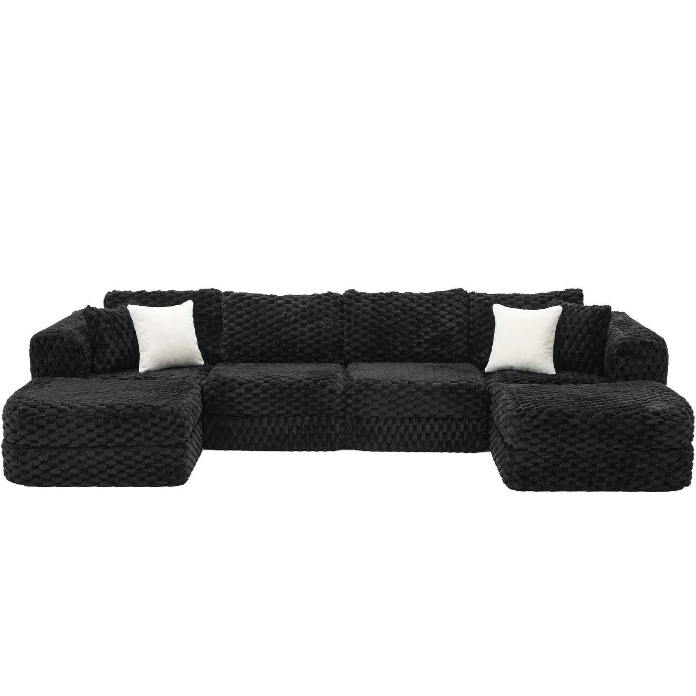 Modular Sectional Sofa, Boneless Couch With 2 Movable Ottomans by HouseOfZazla
