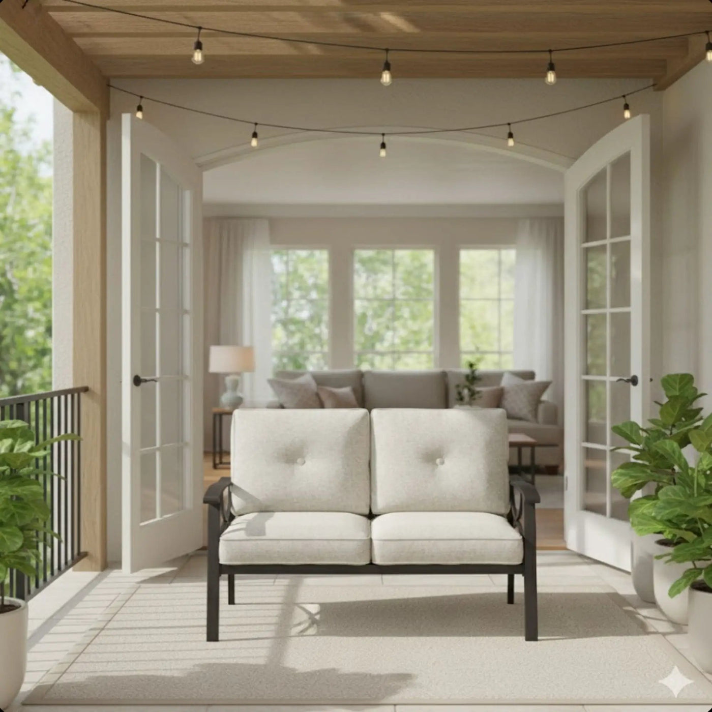 All-Weather Loveseat 2 Seats Sofa With Cushions by HouseOfZazla