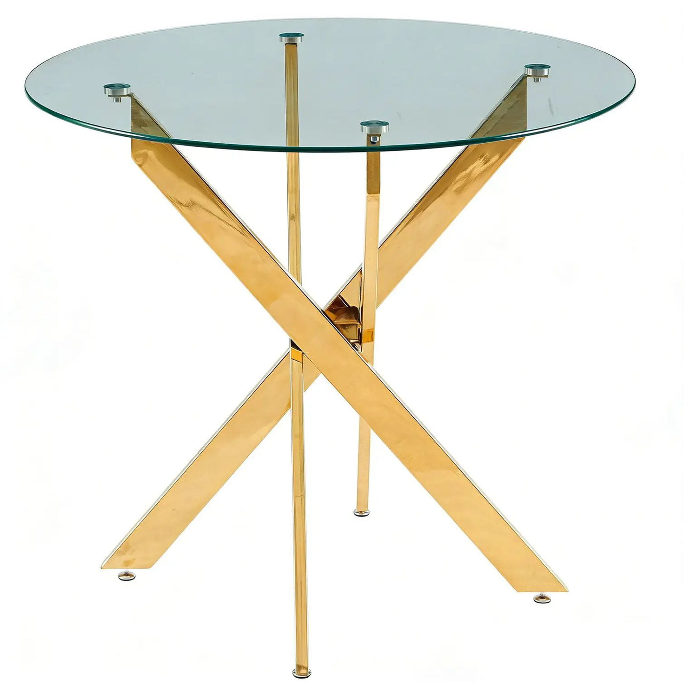 Dining Table With Cross Metal Leg And Tempered Glass, Modern Space Saving Kitchen Table For Living Room by HouseOfZazla