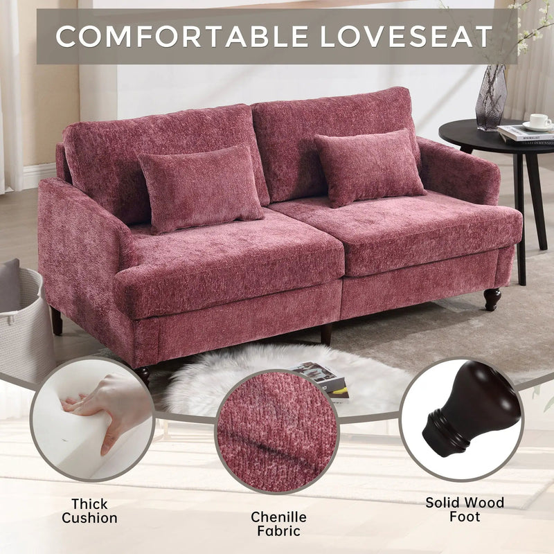 Mid Century Modern Fabric Loveseat Sofa, 2 Seat Upholstered Couch by Unique Piece Furniture