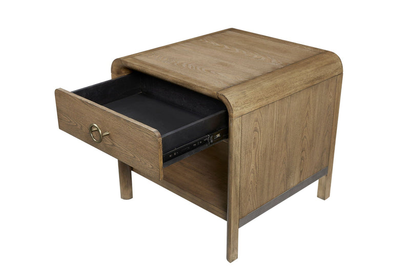 Waterfall End Table with Drawer and Shelf - Light Brown, photo 2 of 6