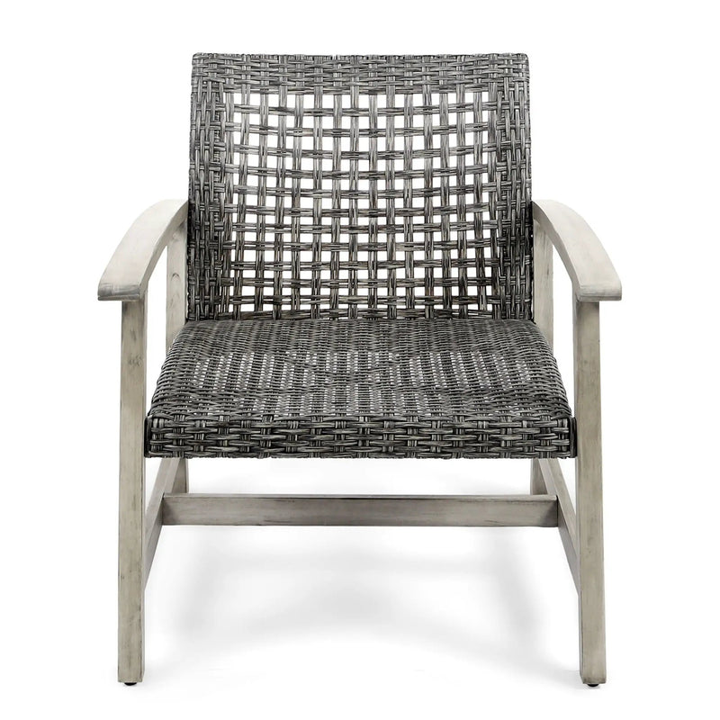 Outdoor Club Chair With Rattan Cover And Acacia Wood Frame - Gray by HouseOfZazla