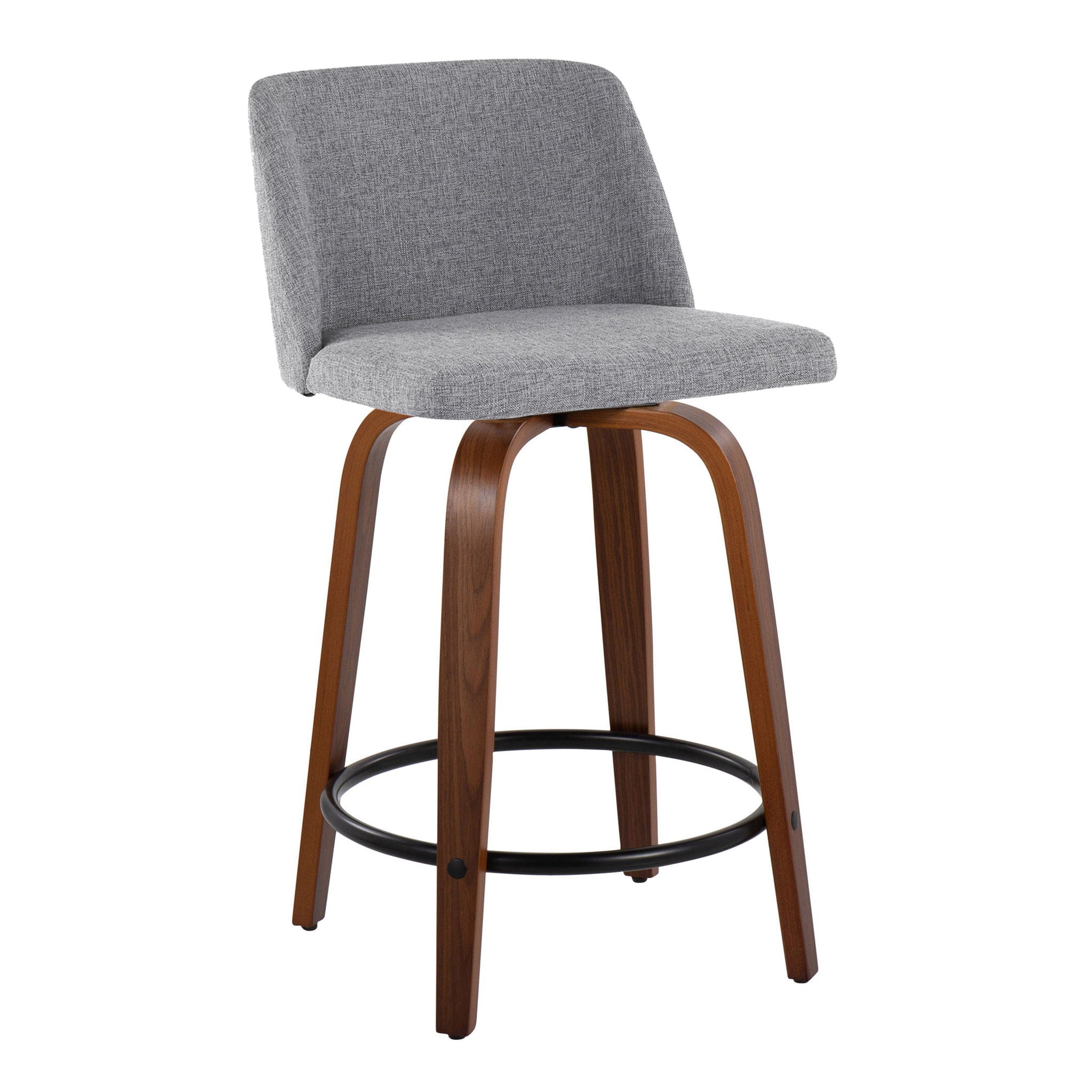 Toriano - Mid Century Modern, Fixed Height Counter Stool & Swivel And Round Footrest (Set of 2) by HouseOfZazla