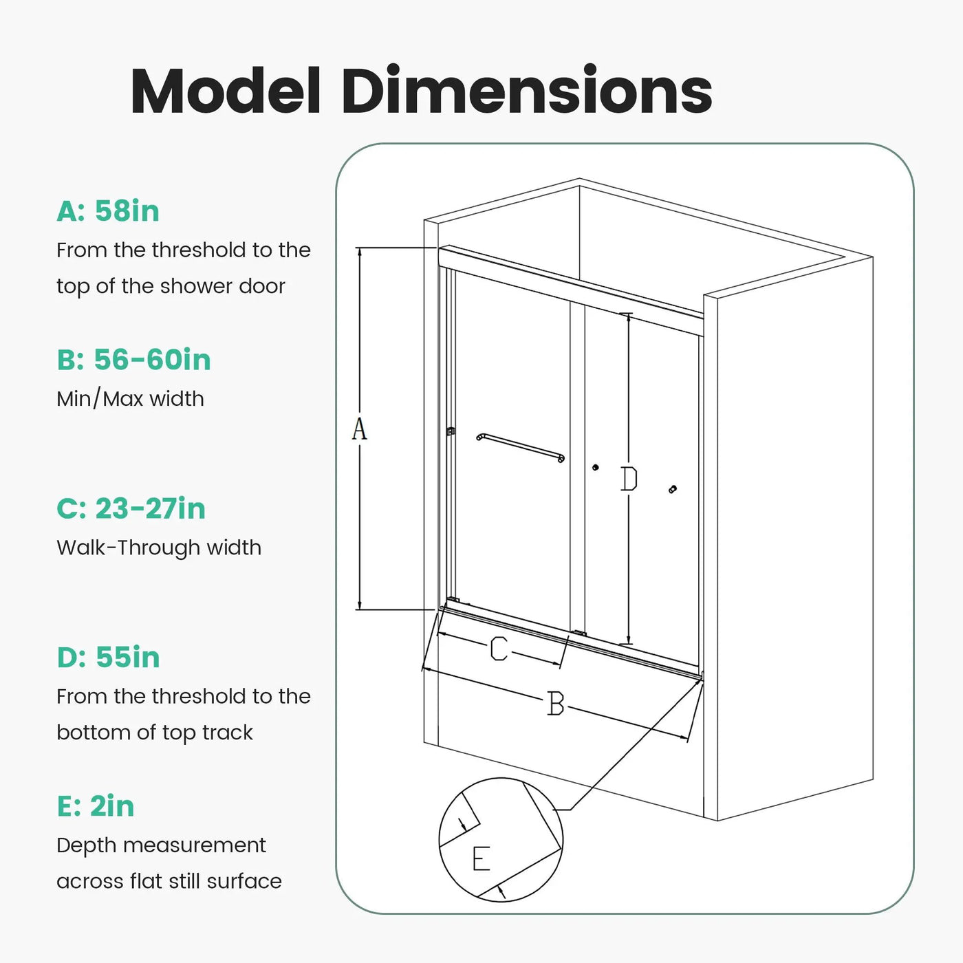 Semi-Frameless Double Sliding Shower Door, Bypass Shower Door, 1 / 4" (6Mm) Thick SGCC Tempered Glass Door by HouseOfZazla