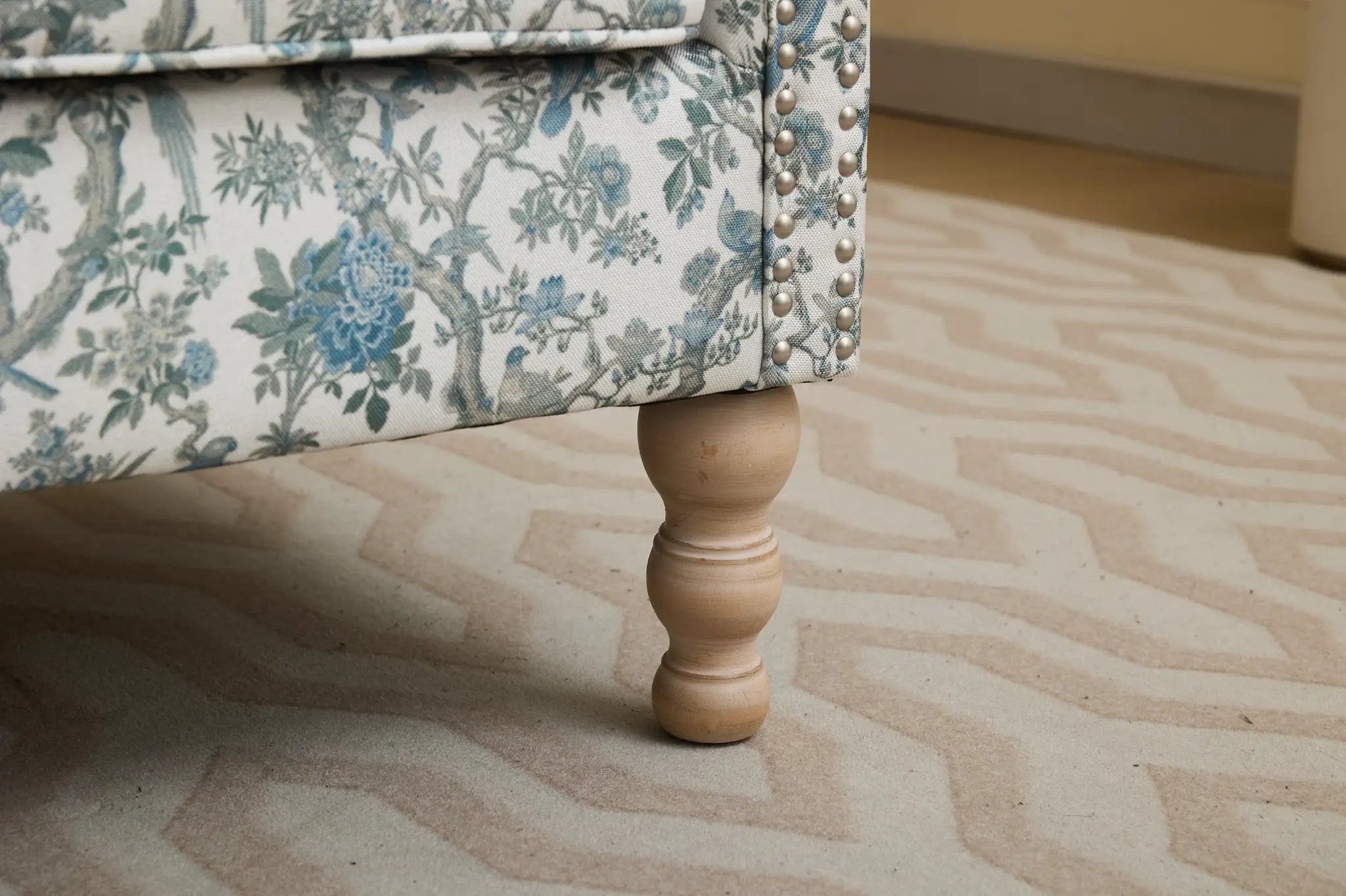 Modern Accent Chair with Retro Wood Legs and Floral Design by HouseOfZazla