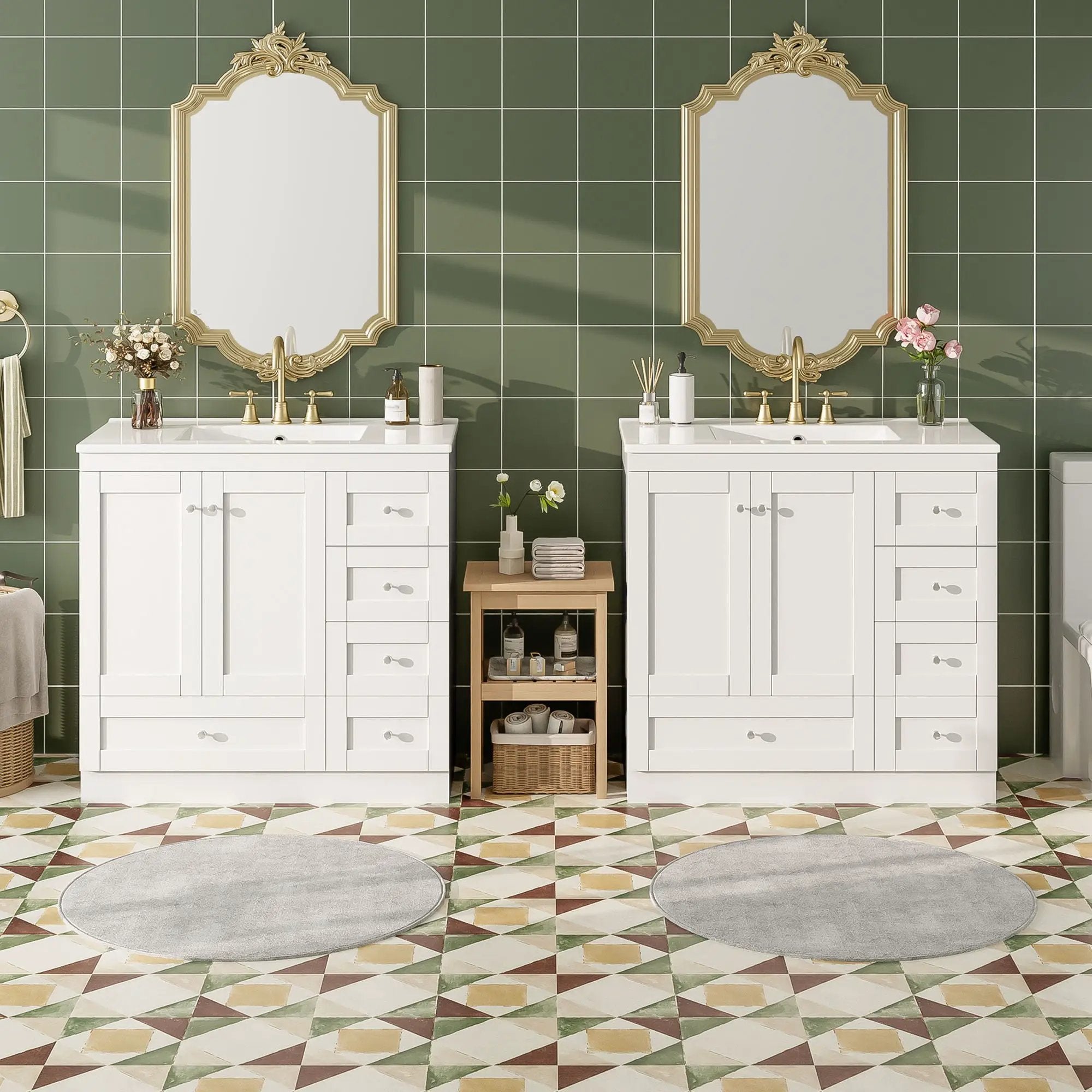 Shaker Free Standing Bathroom Vanity Cabinet & Sink, Soft Close Drawers, Soft Close Doors by HouseOfZazla
