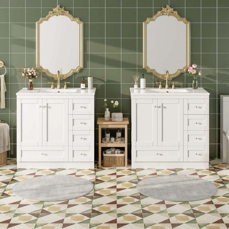 Shaker Free Standing Bathroom Vanity Cabinet & Sink, Soft Close Drawers, Soft Close Doors by HouseOfZazla