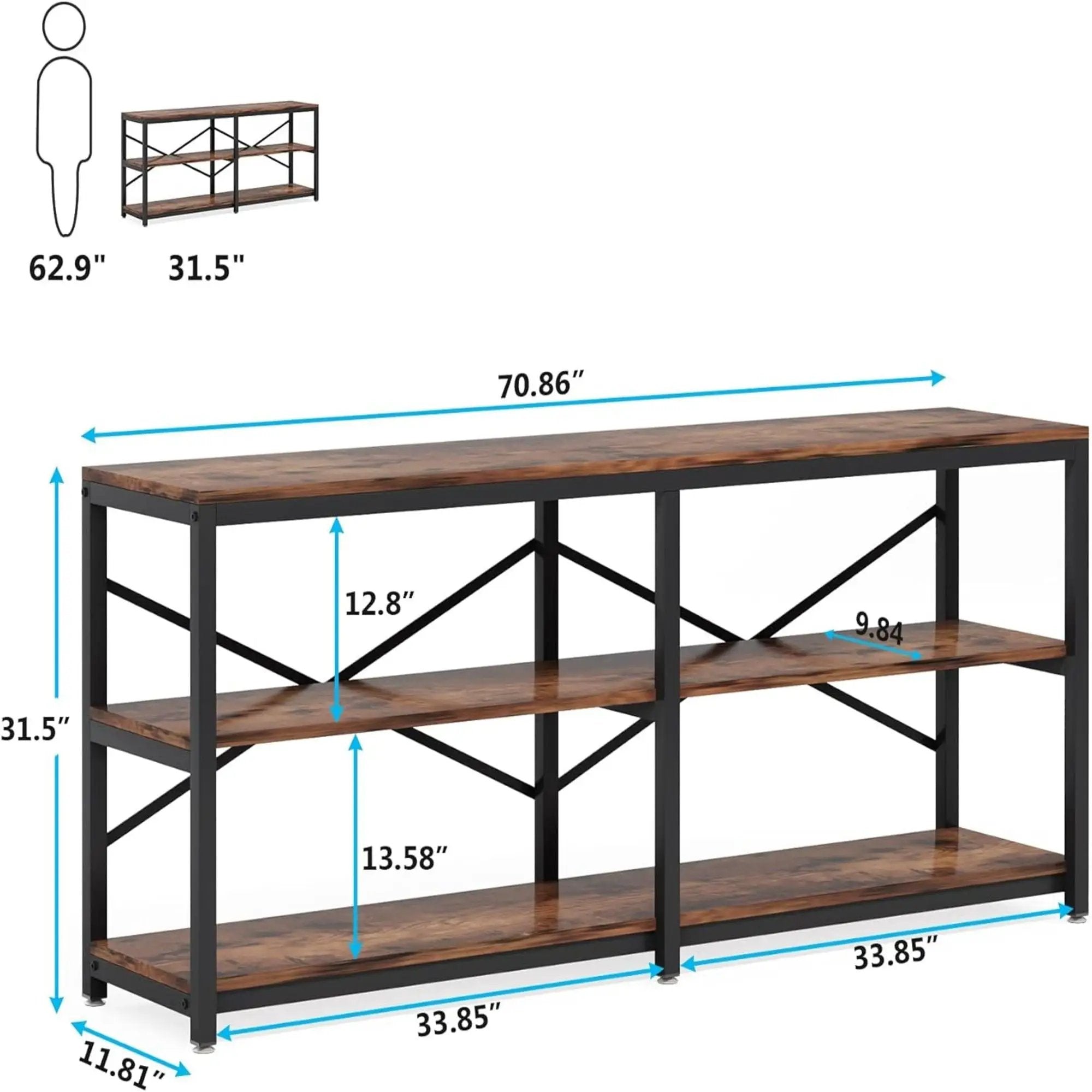 Console Table With X Back Design, Extra Long Storage by HouseOfZazla