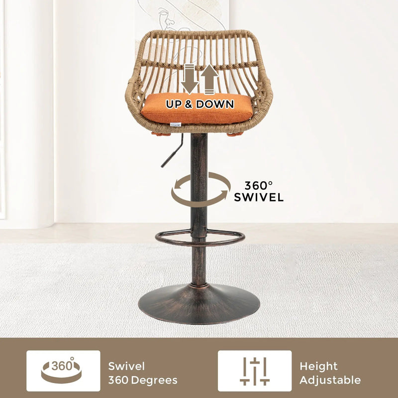 Modern Swivel Bar Stools Adjustable Counter Chairs With Footrest (Set of 2) by Unique Piece Furniture