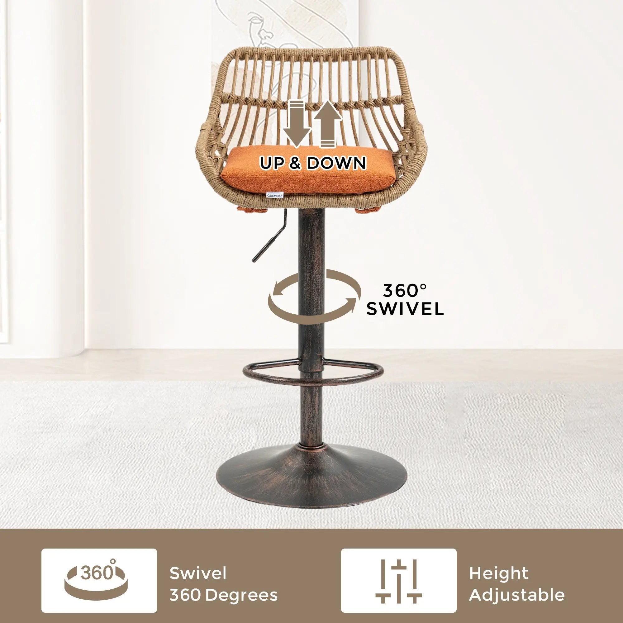 Modern Swivel Bar Stools Adjustable Counter Chairs With Footrest (Set of 2) by HouseOfZazla