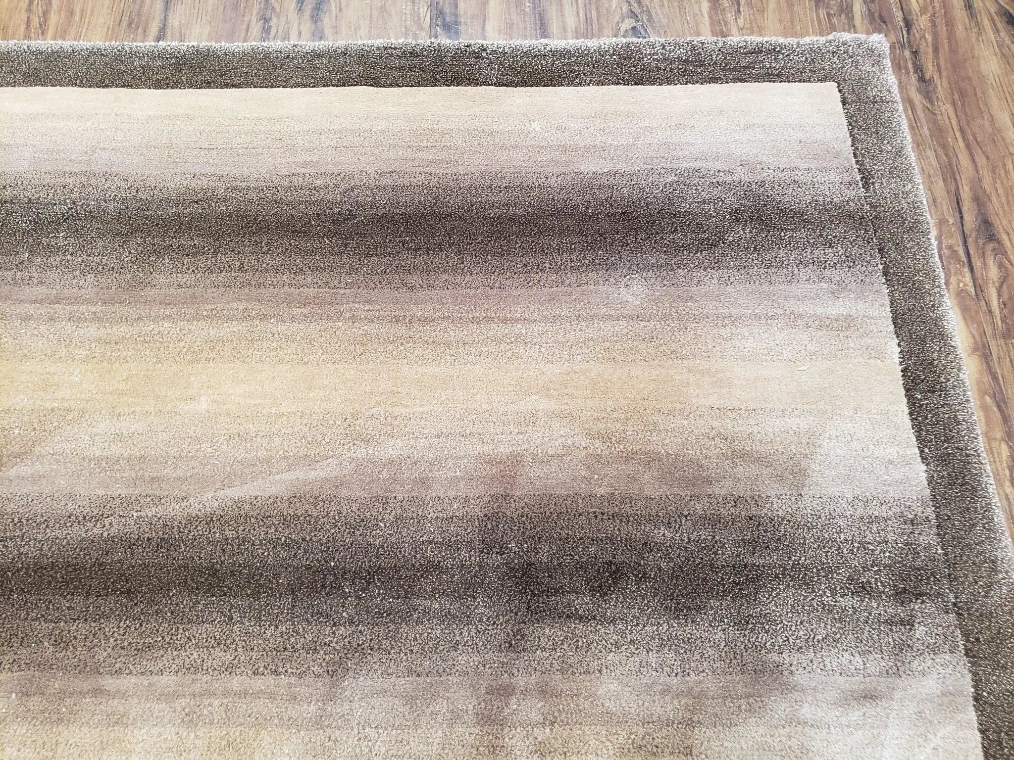 Vintage Safavieh Tibetan Indian Rug 6x9, Nepal Rug, Handmade, Striped Rug, Brown & Beige, 6x9 Oriental Carpet, Wool, Soft by Jewel Rugs