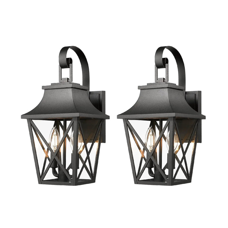 Black Outdoor Wall Lantern 2-Light by HouseOfZazla