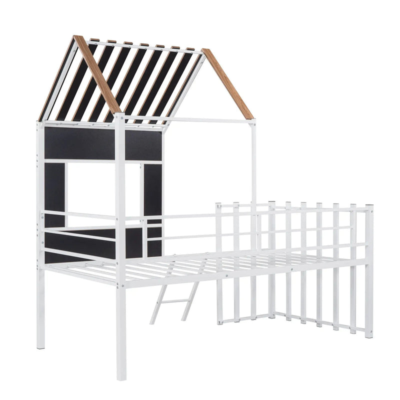 Loft Bed With Roof, Window, Guardrail, Ladder by HouseOfZazla