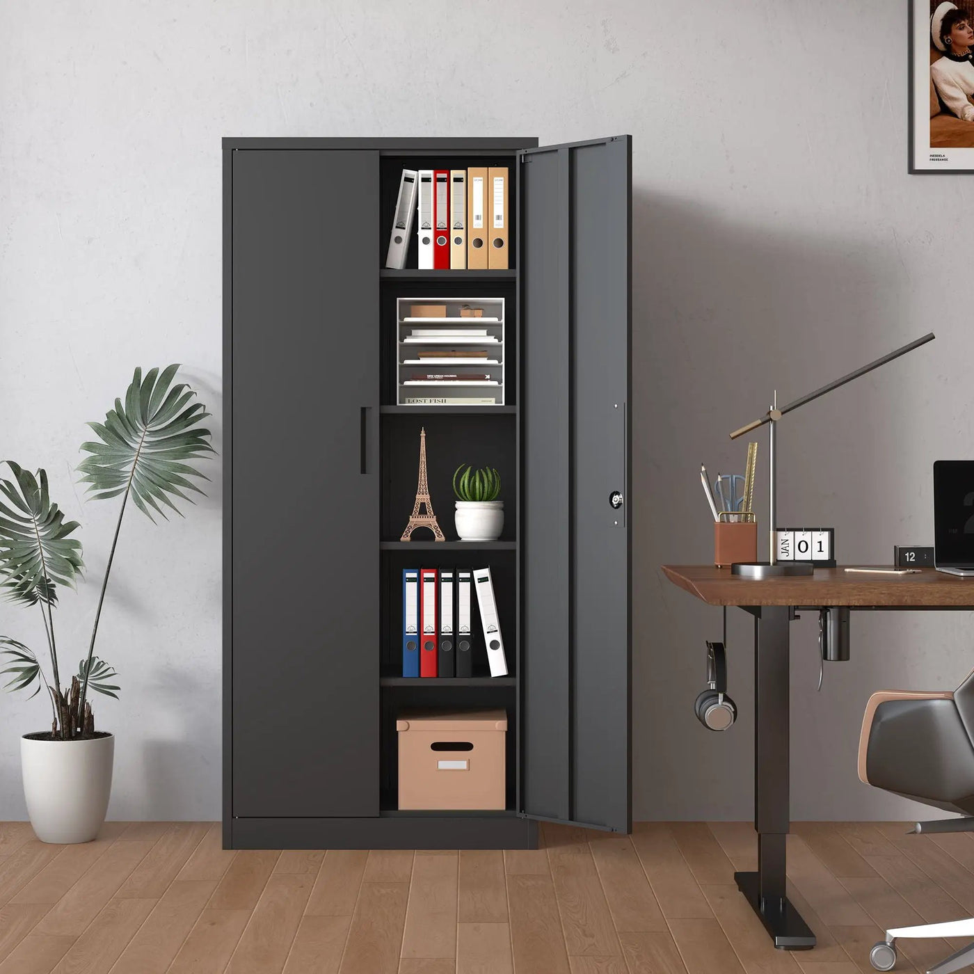 Heavy Metal Garage Storage Cabinet With Locking Doors, Steel, Adjustable Shelves by HouseOfZazla