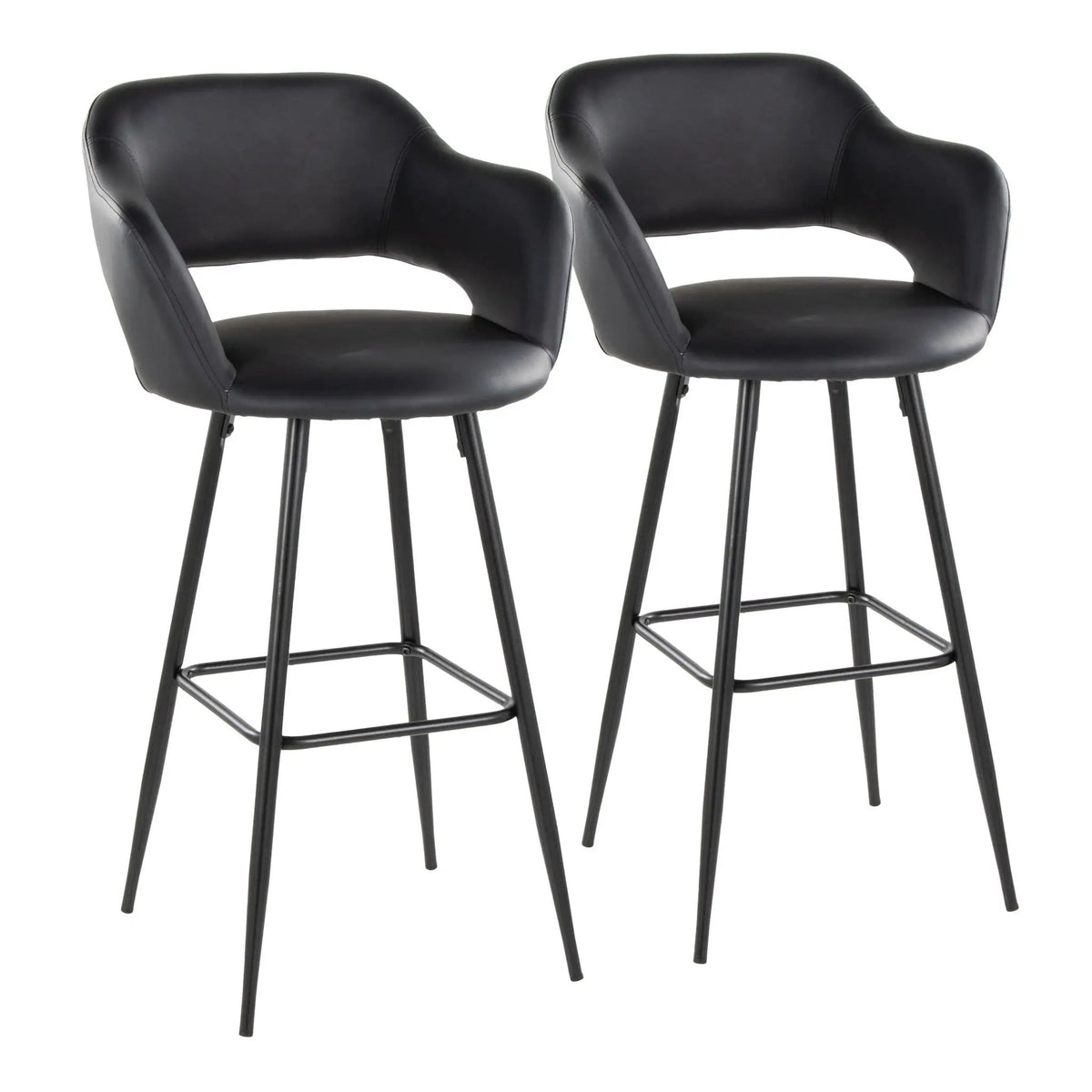 Margarite - Contemporary Fixed Height BarStool With Square Footrest (Set of 2) by HouseOfZazla