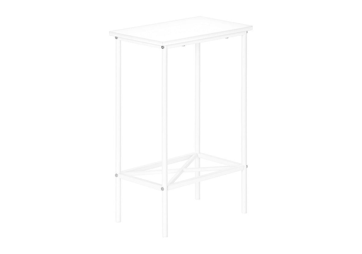 Narrow 2-Tier Accent Side Table with Metal Base - White, photo 2 of 4