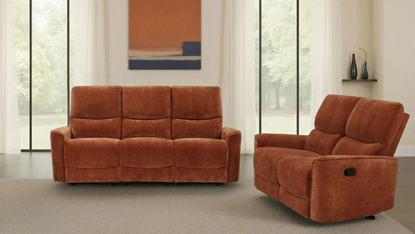 Navarro 2-piece Upholstered Reclining Sofa Set Orange, photo 2 of 7