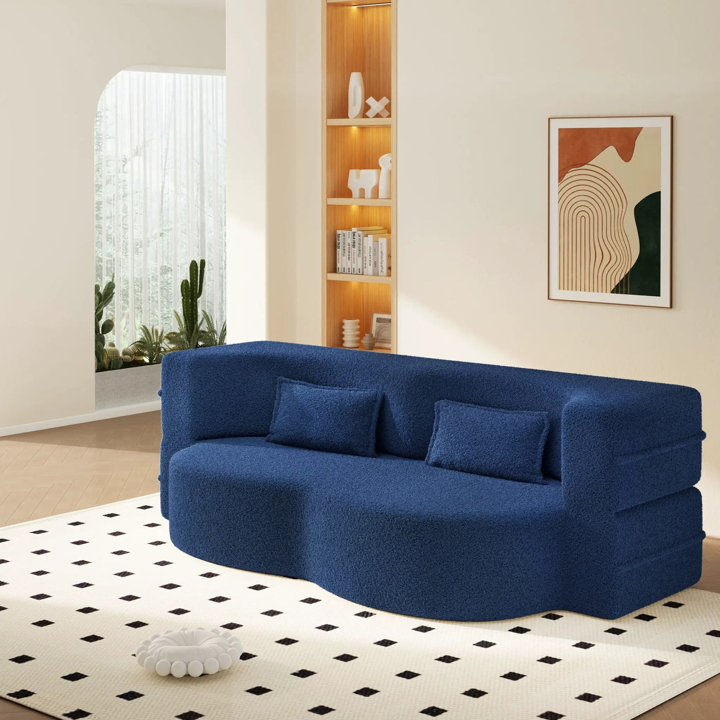 Modern Floor Sleeper Sofa Bed With 2 Pillows, Convertible Twin Size Folding Mattress For Living Room by HouseOfZazla