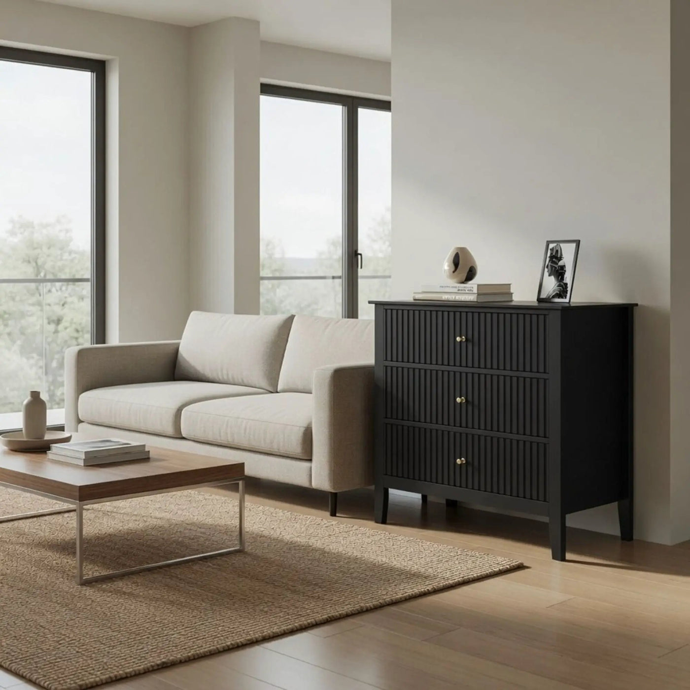 Fluted 3 Drawer Nightstand With Soft Close Slides by HouseOfZazla