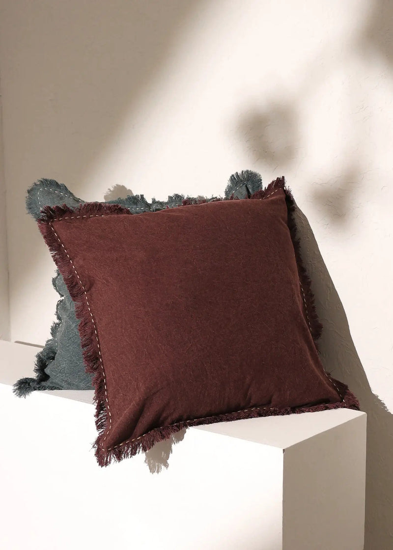 The Handwoven Fringe Cotton-Linen Pillow by HouseOfZazla