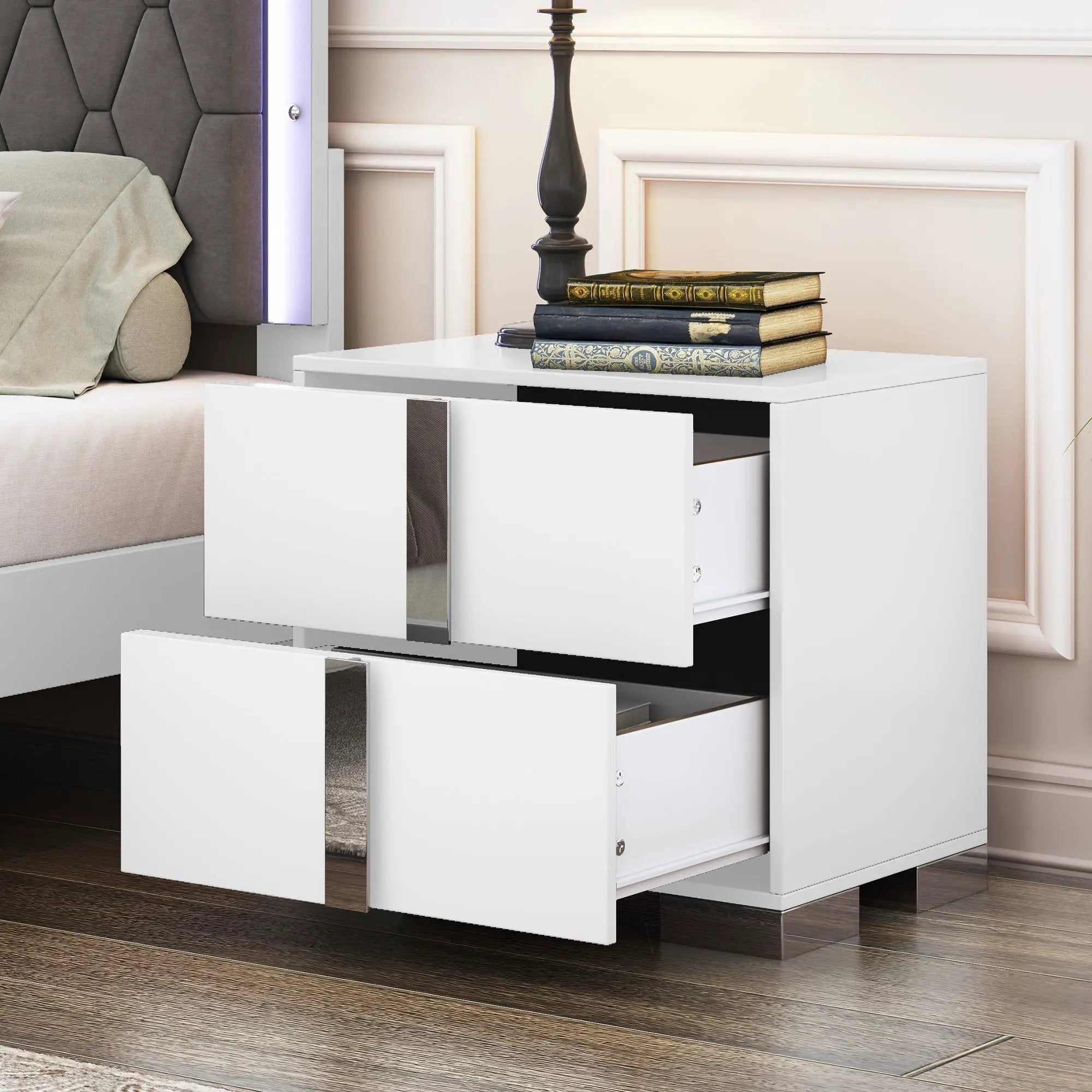 Elegant Nightstand with Metal Foot by HouseOfZazla