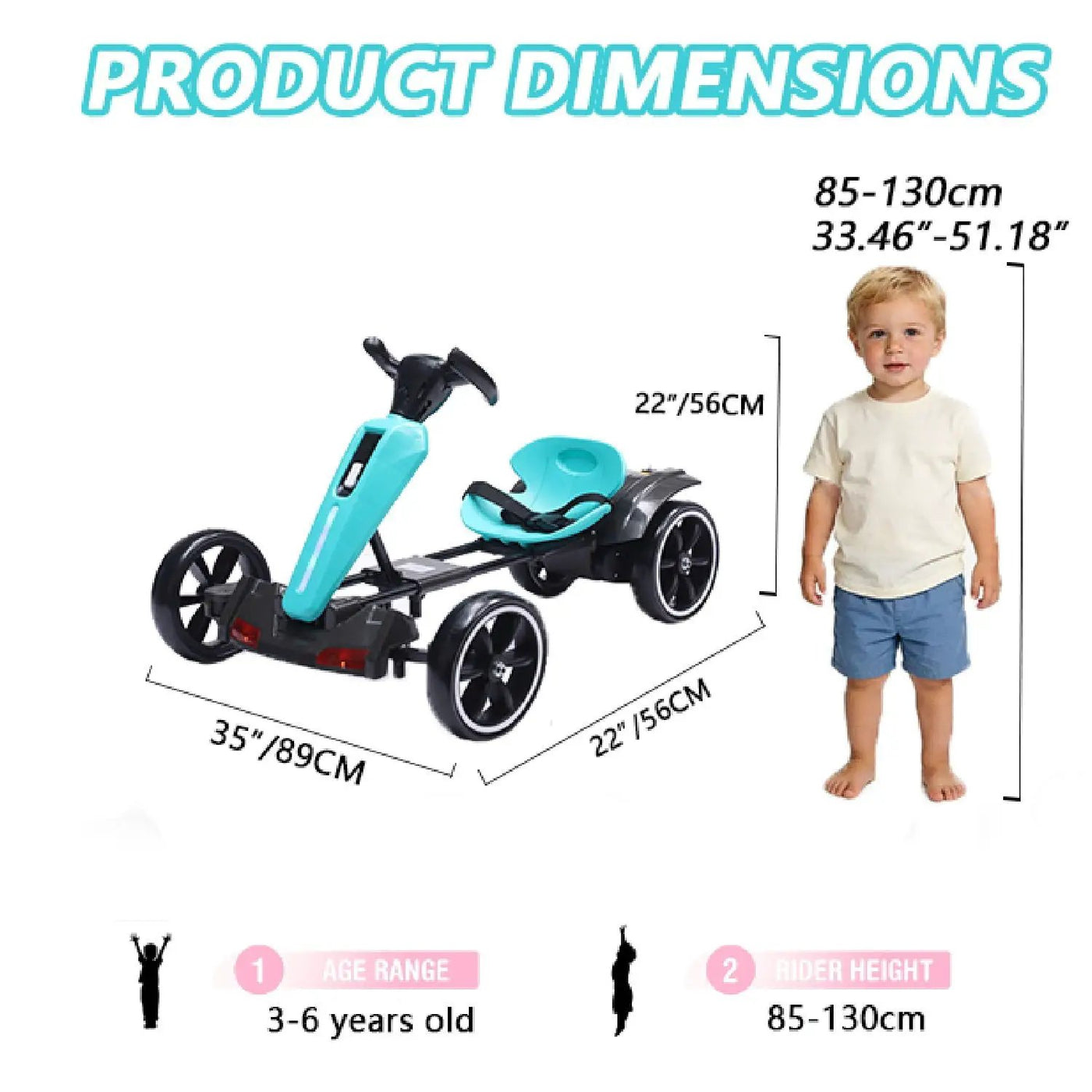Electric Kids Pedal Go Kart With Adjustable Seat, Foldable Design by HouseOfZazla