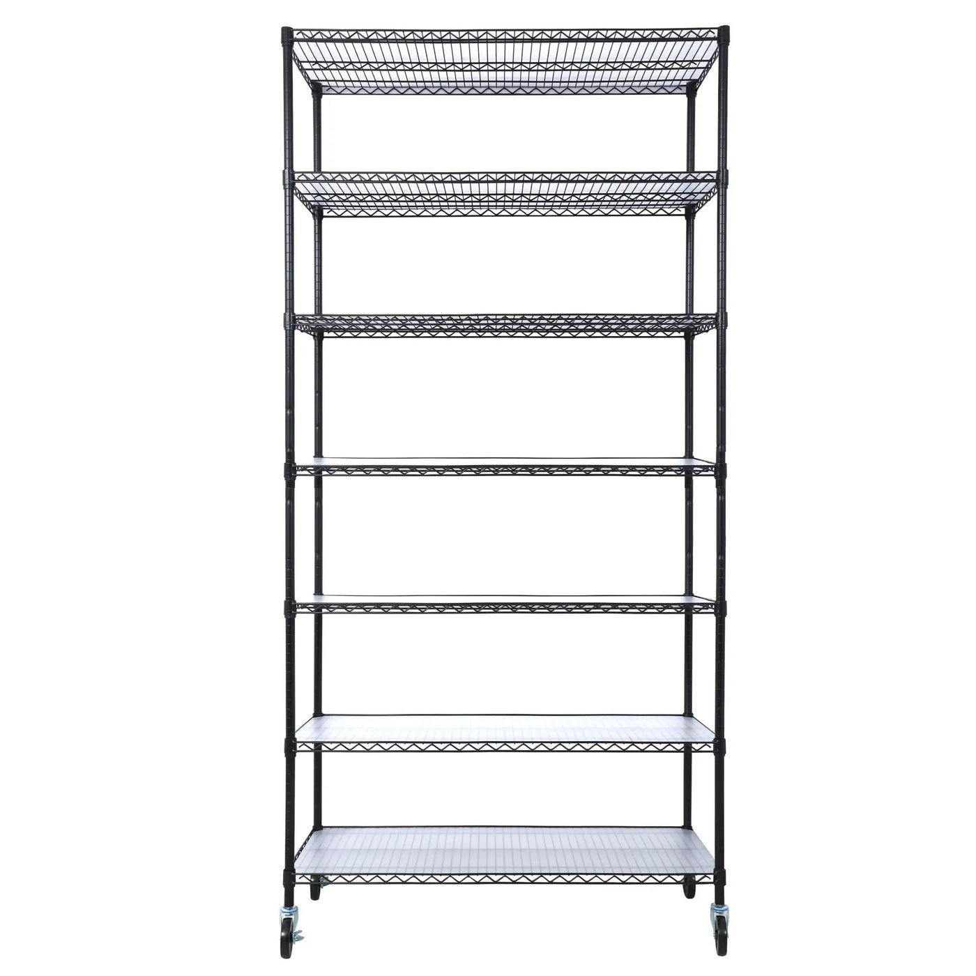 7 Tier Metal Shelf Wire Shelving Unit, 2450Lbs Heavy Duty Adjustable Storage Rack With Wheels & Shelf Liners For Closet Kitchen Garage Basement Commercial Shelving by HouseOfZazla