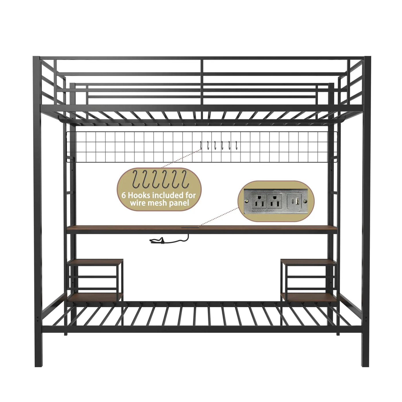 Ethan - Bunk Bed With Desk, Charging Station, Storage Shelves by HouseOfZazla
