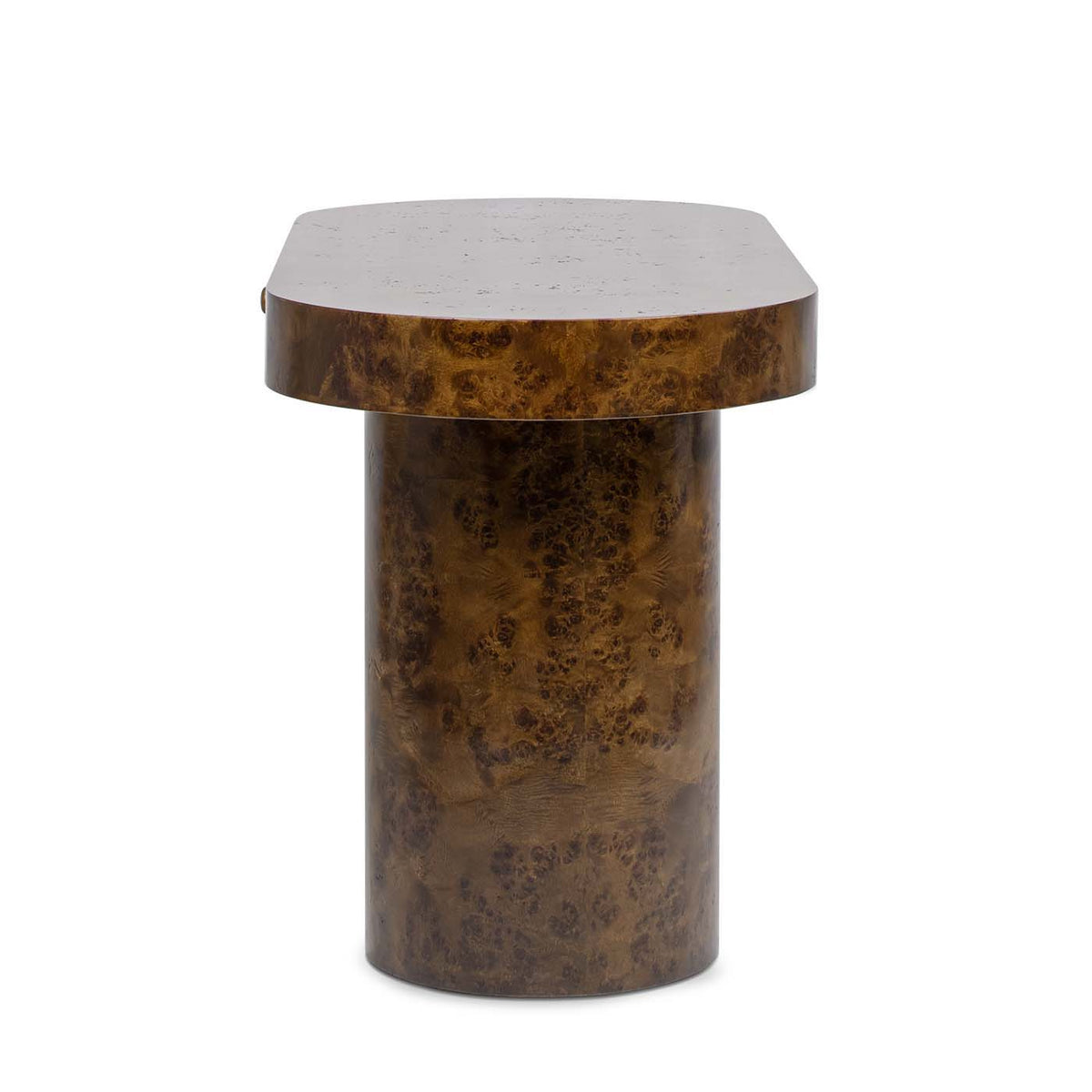Oval Computer Desk with Single Drawer - Burl Wood Veneer, Light or Dark Brown, photo 4 of 19