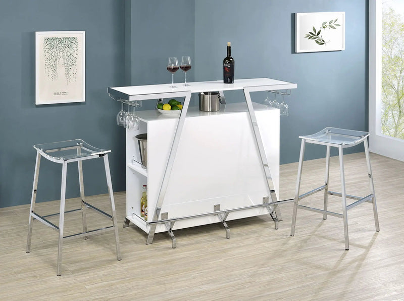 Araceli Freestanding LED Home Bar Cabinet White High Gloss by Unique Piece Furniture