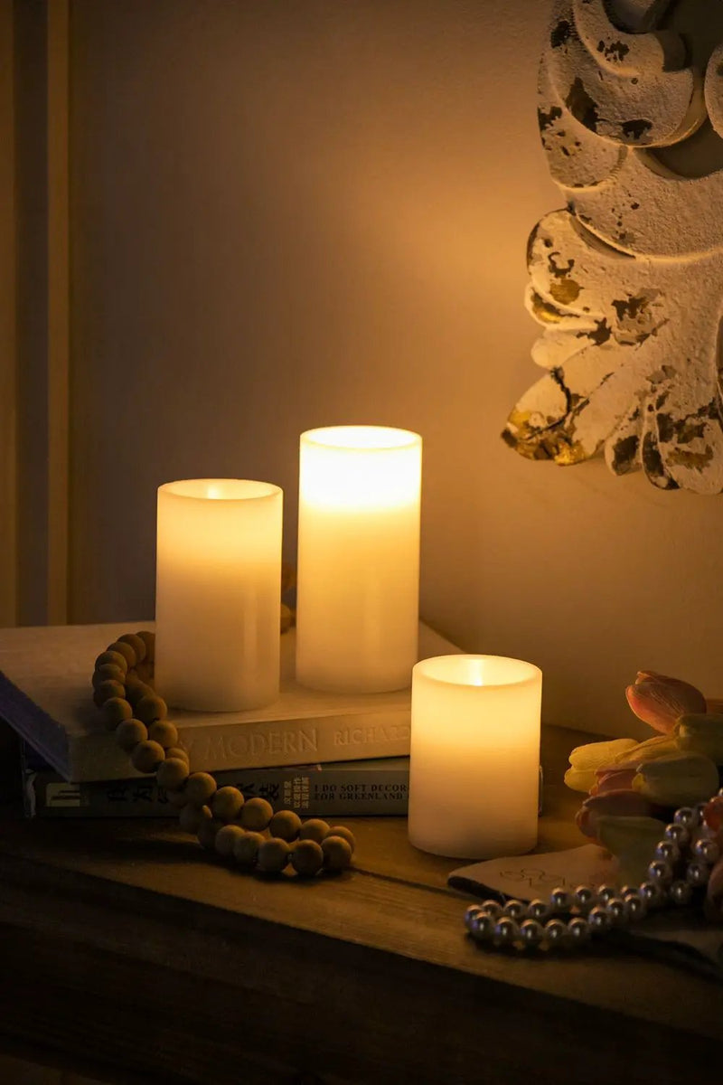 LED Candles With Remote Timer (Set of 3) - White by HouseOfZazla
