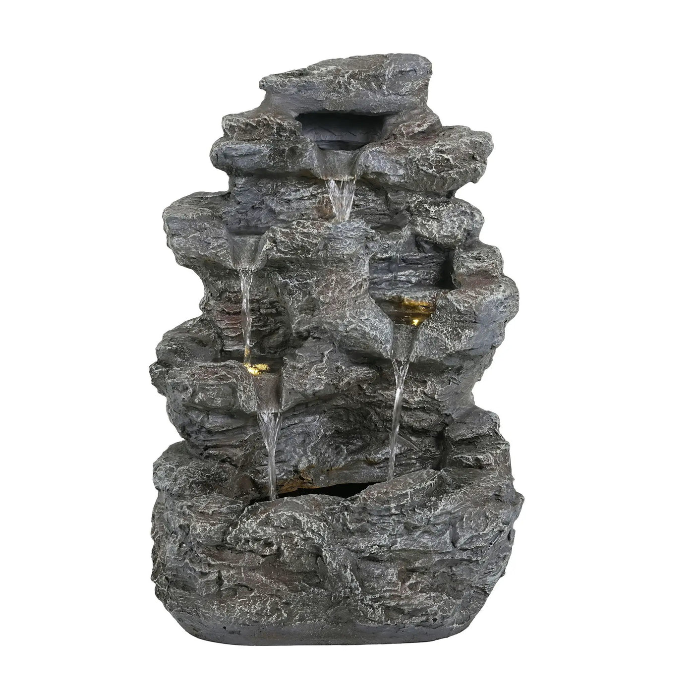 Concrete Rock Waterfall Fountain with LED Lights by HouseOfZazla