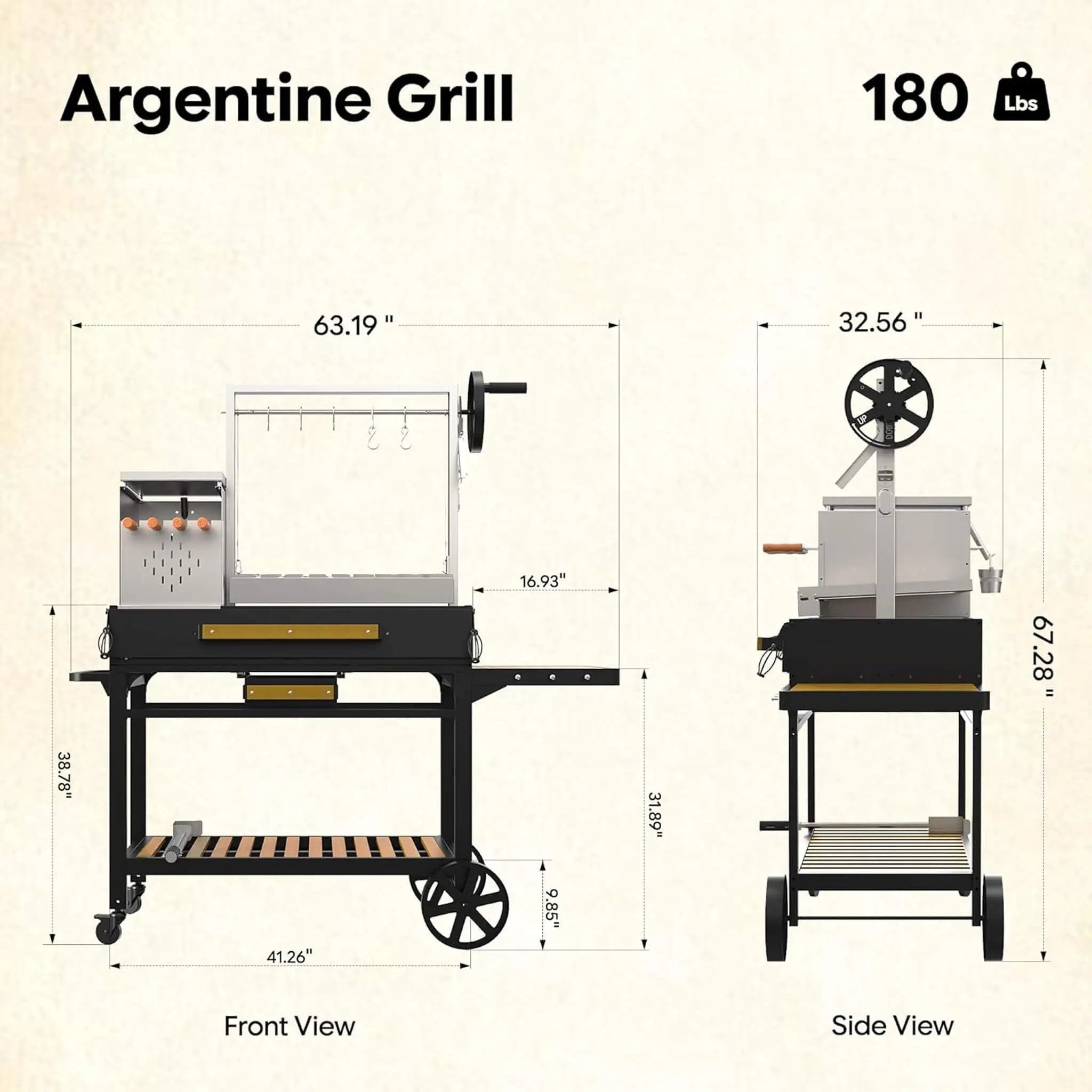 [05X03FT] Heavy-Duty Argentine Santa Maria All-In-One BBQ Grill With Brasero (SAK31862) by SAKSBY WHOLESALE